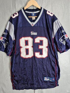 New England Patriots Jersey Men's XL Blue Wes Welker Reebok On Field 83 0608